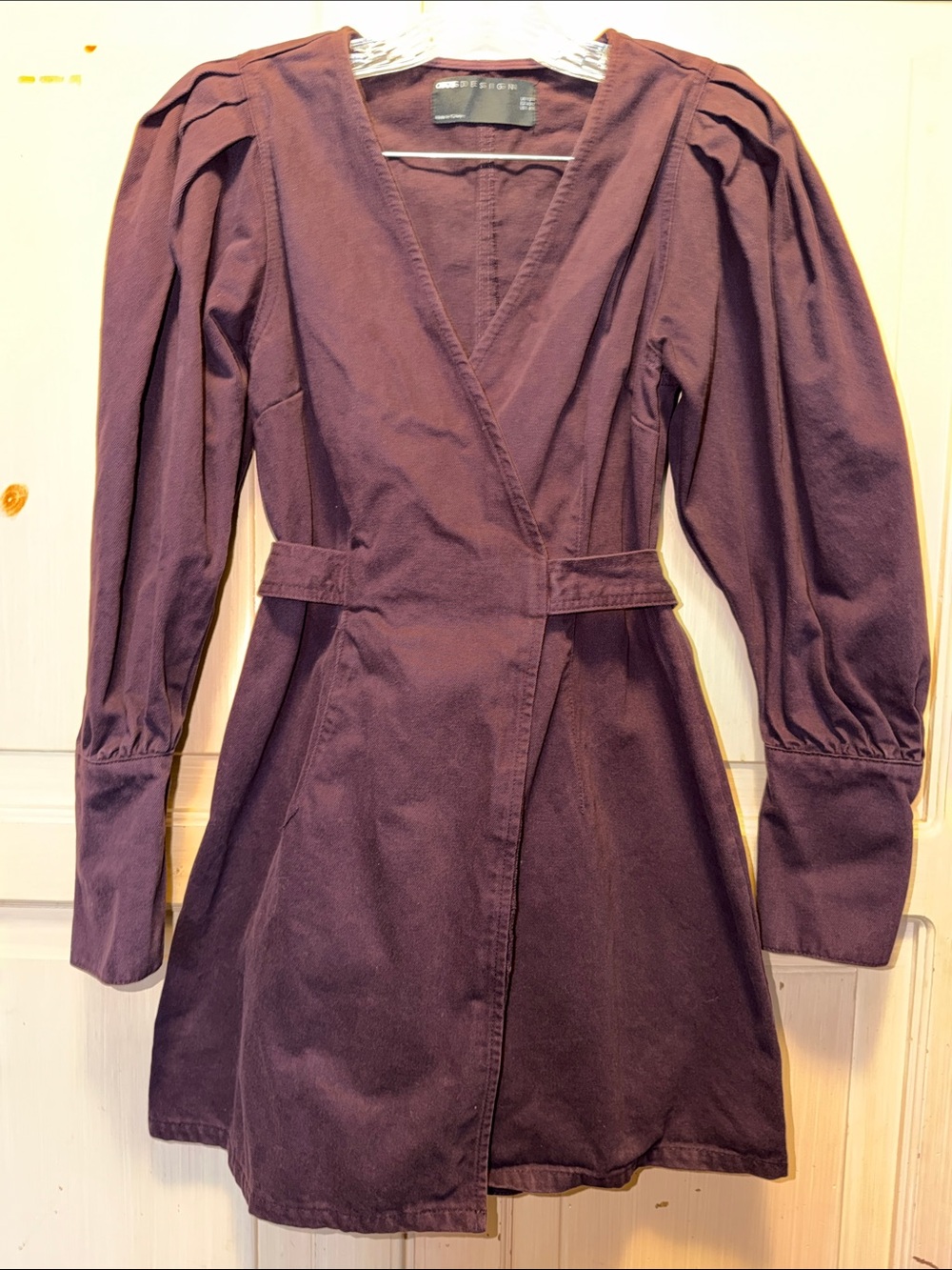 ASOS V-Neck Wrap Mini Dress in Plum